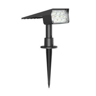 Imagem de Luminária Solar Spot 200 Lúmens Espeto de Jardim Externo Refletor LED Dual Color Branco Frio 6500K + Branco Quente 3000K | 12 Meses Garantia Ecoforce