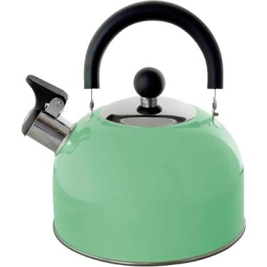 Imagem de Lily's Home Chaleira de aço inoxidável de 2 litros, a chaleira perfeita para fogão, chá e água para sua casa, dormitório, condomínio ou apartamento (verde pastel)