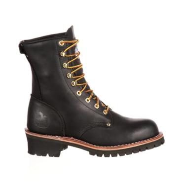 Imagem de Georgia Boot Bota de trabalho masculina Logger 20 cm preta sem biqueira de aço, Preto, 44