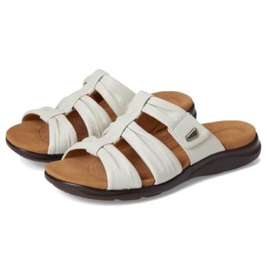 Imagem de Clarks Sandália rasteira feminina Kitly Slide, Couro creme, 9.5 Wide