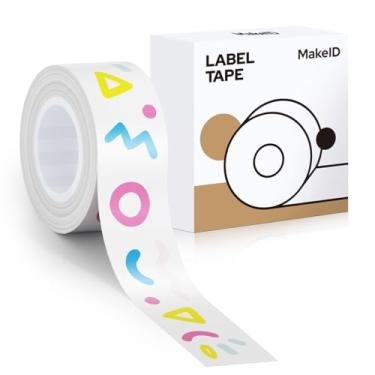 Imagem de MakeID Refil de fita adesiva E1 Q1, 16 mm x 4 m (1,6 cm x 13') adesivo contínuo laminado térmico à prova d'água autoadesivo multiuso substituição de fita de etiquetagem