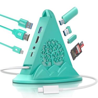 Imagem de JoyReken Adaptador multiportas USB C HUB com HDMI 4K@30Hz, 100W PD, leitor de cartão SD/TF, 5Gbps 3xUSB-A e 1xUSB-C 3.0, RGB Tree 8 em 1 USB C HUB, Dock para MacBook Air, iPad, iPhone16, laptop, etc