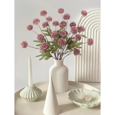 Imagem de 6 peças de flores artificiais de seda sintética, mini crisântemos falsos a granel com hastes para decoração de casamento, decoração de casamento, arranjos florais neutros roxos empoeirados, flor kiku