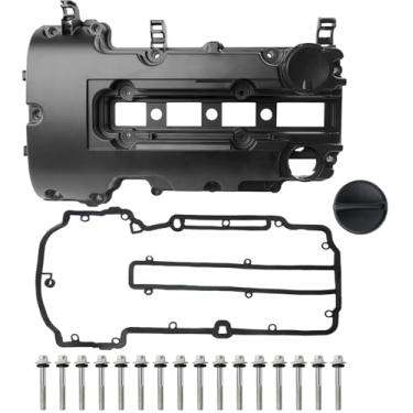 Imagem de Tampa de válvula de alumínio atualizada com gaxeta, parafusos e tampa de enchimento de óleo compatível com Chevy Cruze Sonic Trax Volt ELR Buick Encore 1.4L Turbo Replace 2011-2020 25198498 264-968