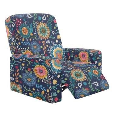 Imagem de Xoenoiee Capa para cadeira reclinável com estampa floral mandala boêmia, 4 peças, capa Lazyboy para cadeira reclinável com bolsos de armazenamento, protetor de móveis para sala de estar