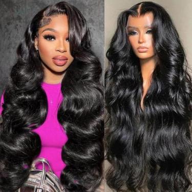 Imagem de Perucas frontais de renda Aoque Body Wave 30", cabelo humano de 200% d