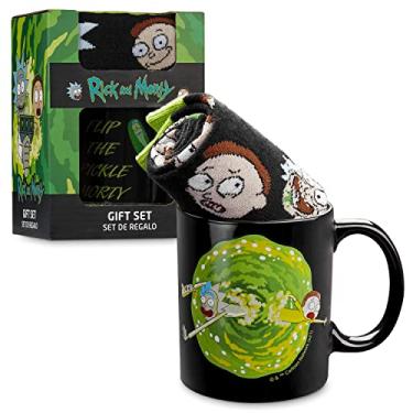 Imagem de Rick and Morty Kaffeebecher-Geschenkset, Rick and Morthy Kollektion, Porzellanbecher und baumwollreiche Socken, 1 Becher und 1 Paar Socken, Rick und Morty Geschenkset für MännerF