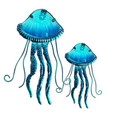 Imagem de Decoração de parede LIFFY Metal Jellyfish Ocean Fish 38 cm 25 cm