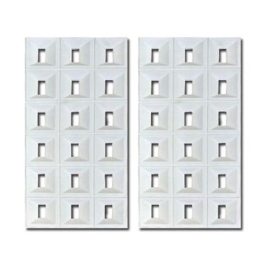 Imagem de Kit 2 Unidades Divisória Pedra Leve Cobogó Decorativo 120cm X 60cm 25mm Espessura Branco