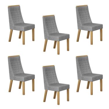 Imagem de Conjunto 6 Cadeiras para Sala de Jantar Luna Prata