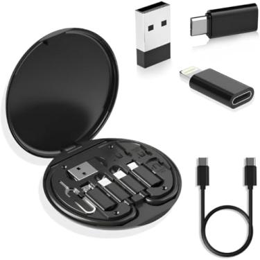 Imagem de Kit Adaptador Universal Premium 5 Em 1, USB, Tipo-C, Micro USB, Lightning, Carregamento Rápido 60W, Chave P/SIM, Portátil E Compacto Kit Carregamento USB x V8 Micro x Tipo C x Lighting Iphone.