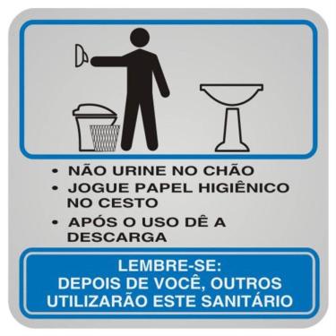 Imagem de Placa de Alumínio Auto-Adesiva 12x12cm Educativa Sanitario Masculino - 900 AD - SINALIZE