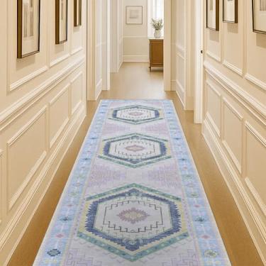 Imagem de Tapete Oushak, tapete turco vintage floral pastel grande para sala de estar, sala de jantar, quarto, cozinha, banheiro, berçário, corredor, tapetes (856PBl, 2'12.7 cm x 13')