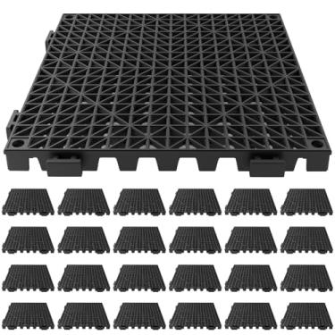 Imagem de Tioncy 24 peças de suprimentos de bancada para bar, tapetes interligados de 30 x 30 cm, forros de prateleira pretos de borracha, secagem de bar, café, tapetes antiderrapantes para bares, coquetéis e