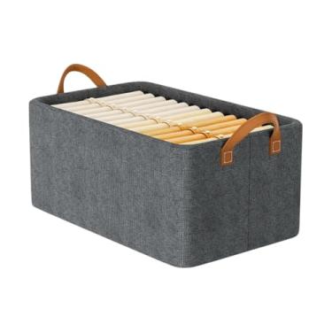 Imagem de Caixa Organizadora Cinza Reforçada Com Inox E MDF -26 L- Cesto Multiuso 47x28x20 Dobrável Empilhável Resistente Lavável Compacta Anti Poeira Anti Mofo - Ideal Para Roupas, Tênis, Acessórios (5)