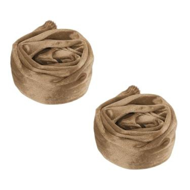 Imagem de PATIKIL Capa de corrente de lustre de 1 m, 2 peças de tecido de veludo, capa decorativa de cordão para fios de lustre, cabo giratório, estilo gancho e laço, café claro