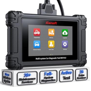 Imagem de iCarsoft Ferramenta de diagnóstico bidirecional MB V4.0 para Mercedes-Benz/Sprinter/Smart e 2 marcas extras, 38 redefinições + 26 serviços extras, 10 modos OBD2, teste de bateria de scanner de sistema