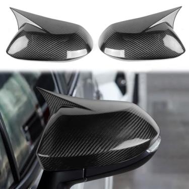 Imagem de FINMOKAL 1 par de tampas de cobertura de espelho retrovisor lateral de fibra de carbono real compatível com Toyota Corolla 2019-2021