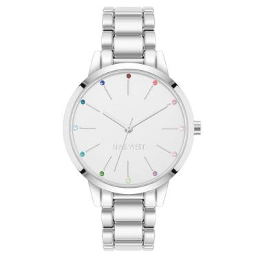 Imagem de Nine West Relógio feminino com detalhes de cristal, Prata 2