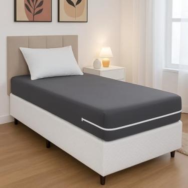 Imagem de Capa Protetora Colchão Solteiro Com Zíper Malha Gel Luxo (1-CINZA)