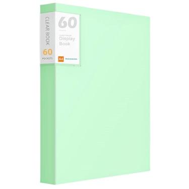 Imagem de Fichário com mangas de plástico 60 bolsos para exibição de livro de 120 páginas, pasta de portfólio de arte com protetores de folhas transparentes, livro de apresentação para obras de arte