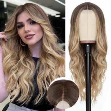 Imagem de Peruca NAYOO Long Ombre Blonde Wavy 66 cm para mulheres sintética