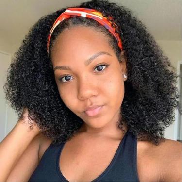 Imagem de Peruca com faixa de cabeça XSY Kinky Curly 30cm 150% de densidade de c