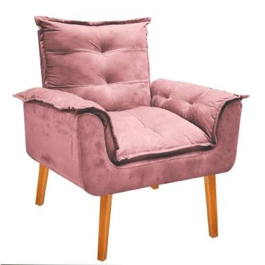 Imagem de Poltrona Opala Decorativa Rosê Sala, Quarto, Recepção, E