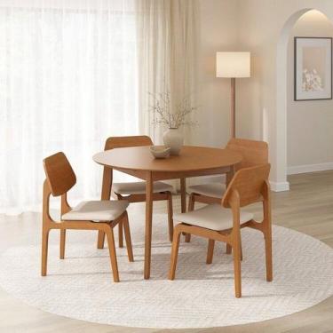 Imagem de Kit Mesa de Jantar Extensível Redonda Tarsila e 4 Cadeiras Jandaia Cab