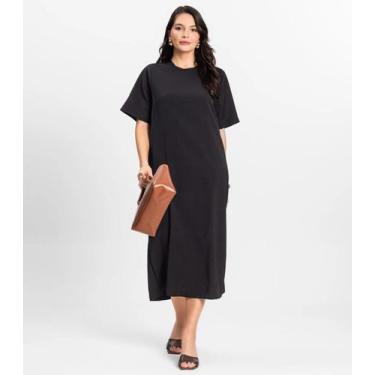Imagem de Vestido Feminino Midi em Twill Cey Rovitex Preto, P, Preto