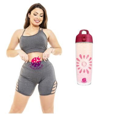 Imagem de Kit Conjunto Roupa Fitness com Meia Aeróbica Garrafa Squeeze