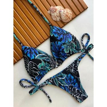 Imagem de Biquini Feminino Cortininha Com Bojo e Calçinha Fita Marquinha Bronze 