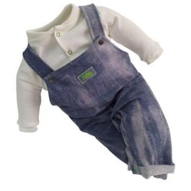 Imagem de Macacão Luxo Bebê Menino Finta Jardineira Zafielo Ref 527 - Off White - M ( 6 - 9 MESES )-Masculino
