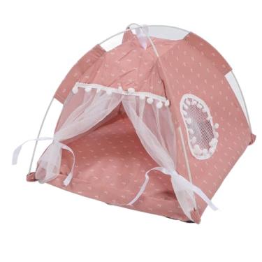 Imagem de Tbest Casa da Tenda de Cachorro Cute Cat Gat House Indoor Outdoor Pet Tent T Pet Ten Bed, Barraca de Estimação de Animais de Estimação Integral Wable Macio e Quente Evite Deslizamento Fofo de (Rosa)