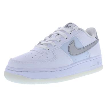 Imagem de Nike Tênis infantil Air Force 1, Branco/platina pura/cinza futebol, 6.5 Big Kid