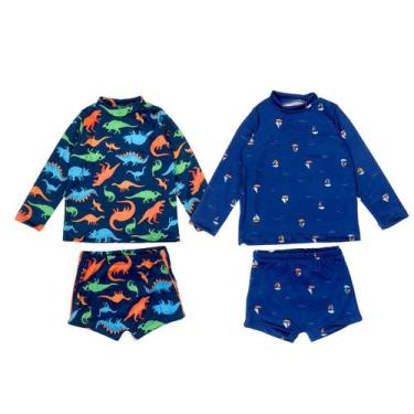 Imagem de Kit 2 Conjuntos Praia Menino Blusa + Sunga Proteção Solar Uv - Jagar, 