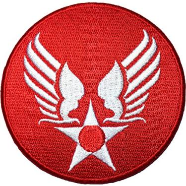 Imagem de Jaqueta militar do exército da Força Aérea dos EUA, colete com asa de estrela, costurar, ferro no logotipo, emblema bordado, emblema de fantasia - vermelho (US-AIR-Force-Wing-RED)