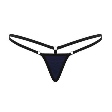 Imagem de Calcinha Fio Dental Micro Triângulo Preta - Almah Fashion, G, Preto