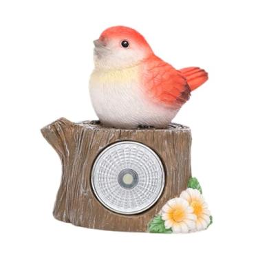 Imagem de KiBcsLic Ornamento de estátua de animal ao ar livre com luz solar externa, lâmpada de paisagem moderna, decoração de escultura de resina para quintal, gramado, Pássaro