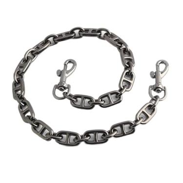 Imagem de Bolsa de alça de ombro, bolsa de acessórios de corrente com fivela, cinto, cinto, carteira, corrente, liga metálica, senhoras, bolsas, atacado, corrente, alça (preta, 2 peças)