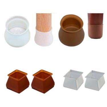 Imagem de 24 Peças Protetor Silicone Mesa Cadeira Pé Redondo E Quadrado Proteger o Piso(BRANCO,QUADRADO)