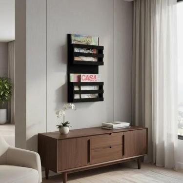 Imagem de Revisteiro de Parede Porta Revistas Livros - Preto Laca - Formalivre