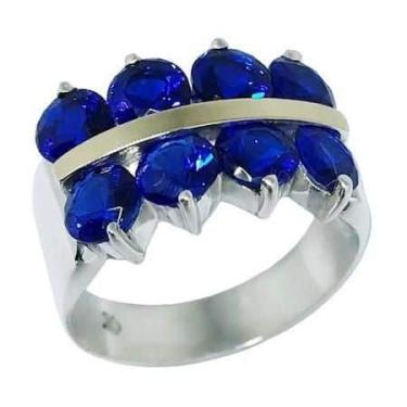 Imagem de Anel Oito Riquezas - Cod 383 - Carlitos Joias, Azul safira, 12