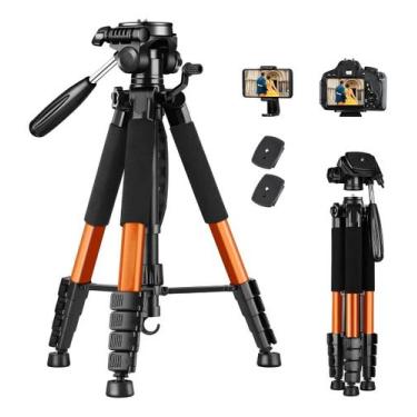 Imagem de Tripé Profissional para Celular e Câmeras Canon Nikon DSLR  Ajustável 