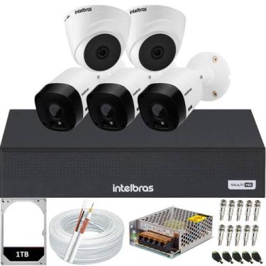 Imagem de Kit 5 Cameras 1120 Dvr Mhdx 8 canais Completo Com Hd 1tb Tera - Intelb