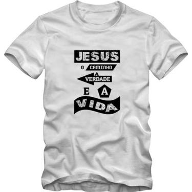 Imagem de Camiseta Jesus Caminho Verdade Vida Masculina - Blackchic, Branco, P