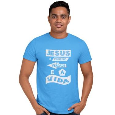 Imagem de Camiseta Jesus Caminho Verdade Vida Masculina - Blackchic, Azul, G