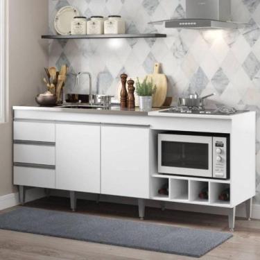 Imagem de Balcão P/ Cozinha Completo 182,5x52cm Nicho Mdp Menu Móveis Branco