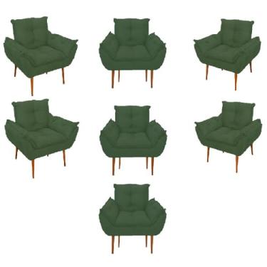Imagem de Kit 07 Poltronas Decorativas Opala Retro Consultório Cor:verde