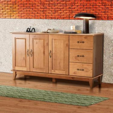 Imagem de Balcão Rústico Madeira Maciça 2 Portas 3 Gavetas Bella Shop Jm - Carvalho